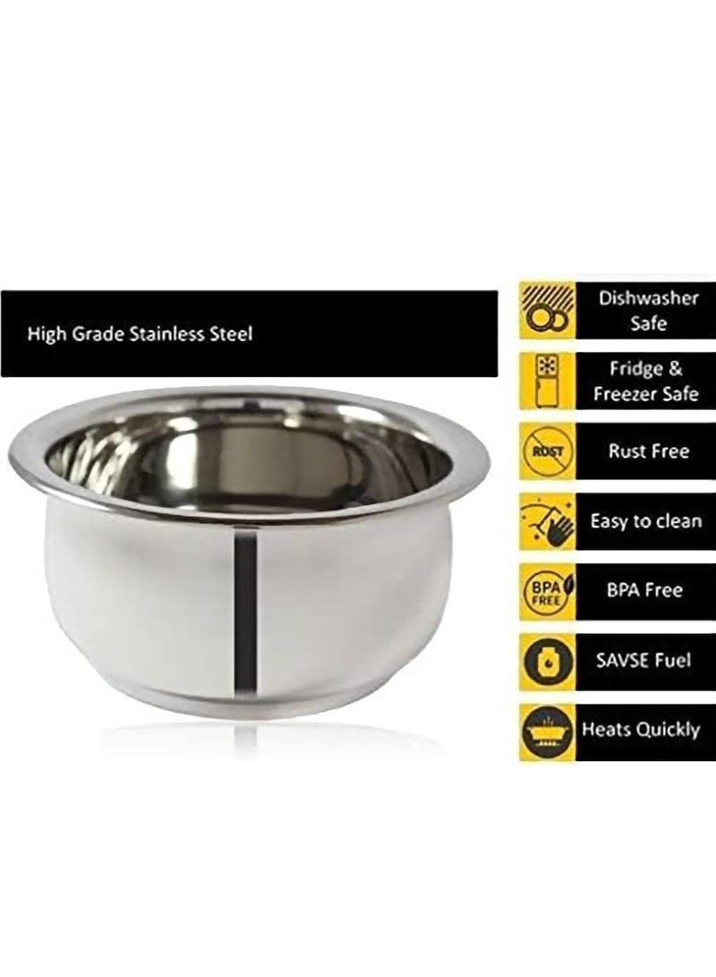 Ayda طقم أواني طهي من الفولاذ المقاوم للصدأ مكون من 8 قطع، قدر كسرولة بقاع منحني مع غطاء سعة 3.8 لتر إلى 6.35 لتر - Image 3