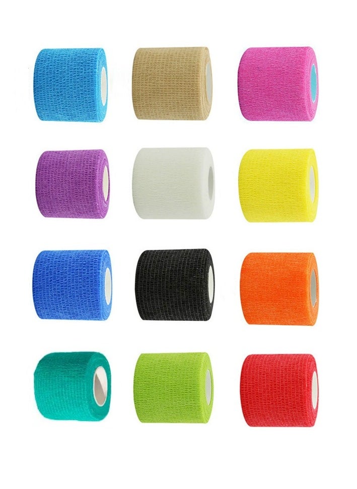 Cuken - 12 Pcs Self Adhesive Bandage Breathable Cohesive Bandage Wrap Rolls Elastic Self-Adherent Tape for Stretch Athletic, Sports, Wrist, Ankle - Image 1