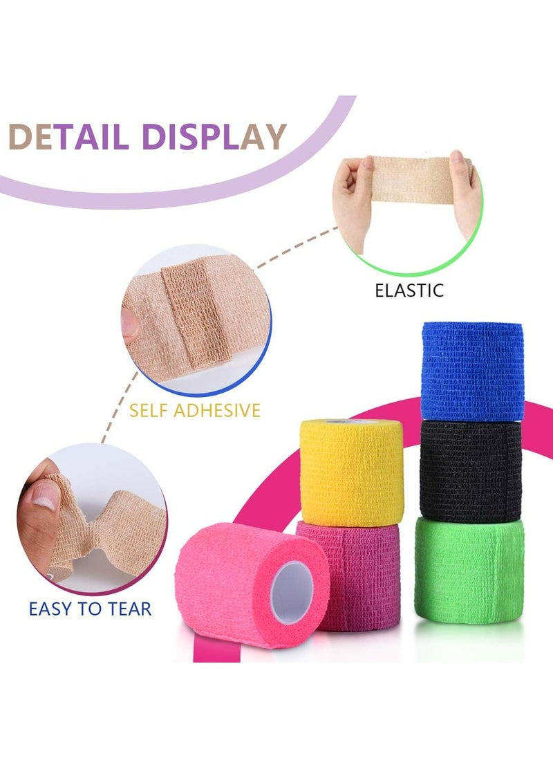 Cuken - 12 Pcs Self Adhesive Bandage Breathable Cohesive Bandage Wrap Rolls Elastic Self-Adherent Tape for Stretch Athletic, Sports, Wrist, Ankle - Image 1