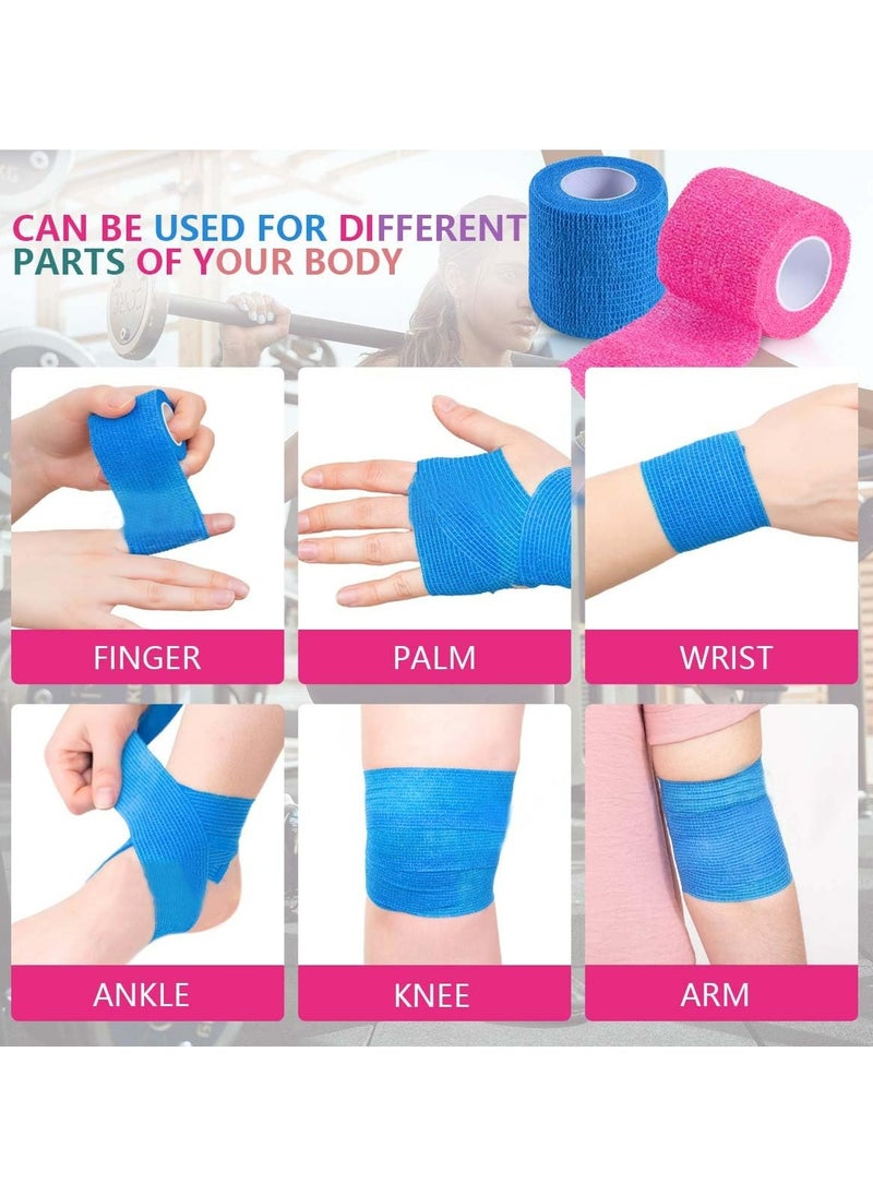Cuken - 12 Pcs Self Adhesive Bandage Breathable Cohesive Bandage Wrap Rolls Elastic Self-Adherent Tape for Stretch Athletic, Sports, Wrist, Ankle - Image 1
