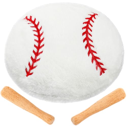 LaRandom 3 Pcs Fluffy Plush Baseball Pillow Set Rabbit Fur Throw Baseball Bat Pillows for Room Decoration Birthday Gifts - Image 1