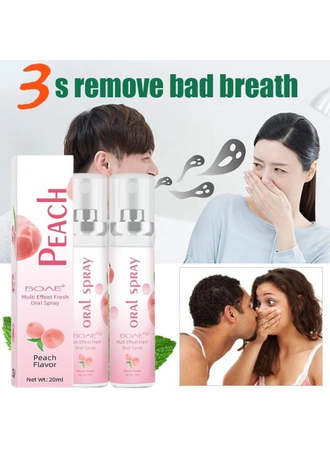 BOAE Multi Effect Fresh Oral Spray 20ml+20ml, Bad Breath Treatment for Adults, Peach Mint Flavor Mouth Freshener, Effective Mouth Spray, Breath Freshener Spray, Oral Care Spray, Mouth Healthy Care - Image 3
