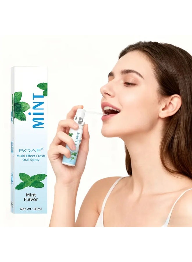BOAE Multi Effect Fresh Oral Spray 20ml+20ml, Bad Breath Treatment for Adults, Peach Mint Flavor Mouth Freshener, Effective Mouth Spray, Breath Freshener Spray, Oral Care Spray, Mouth Healthy Care - Image 2