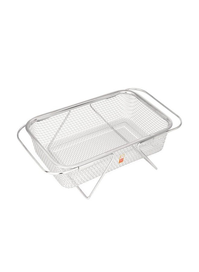 KCL Expandable Sink Filter | Tray with Bracket and Handle Design Basket for Draining Dish and Spoon Cutlery and Vegetables | Stainless Steel Over The Sink Colander for Kitchen (Big) - Image 2