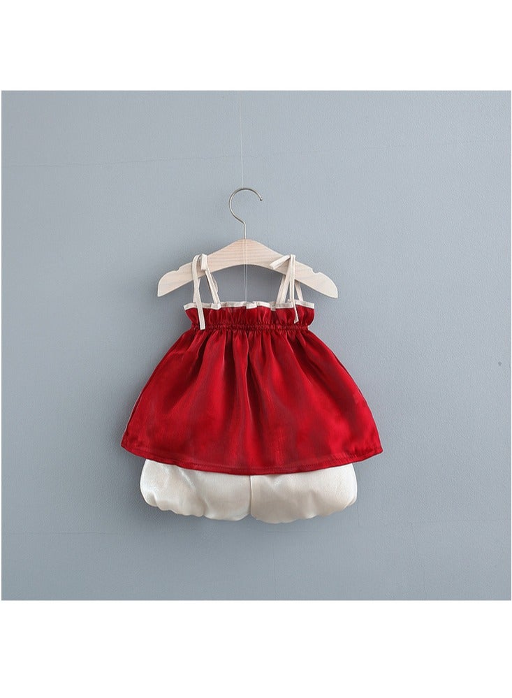 Newborn Baby Girl Dress and Bloomers 2-Piece Set, Tulle Sleeveless Elegant Party Dress and Shorts, Special Occasion Outfit, Baptism Photo Shoot Dress, Gift Set for Newborns, 80cm (8M)  - Image 3