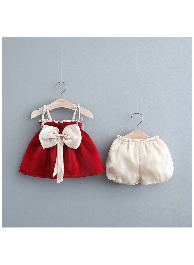 Newborn Baby Girl Dress and Bloomers 2-Piece Set, Tulle Sleeveless Elegant Party Dress and Shorts, Special Occasion Outfit, Baptism Photo Shoot Dress, Gift Set for Newborns, 80cm (8M)  - Image 2