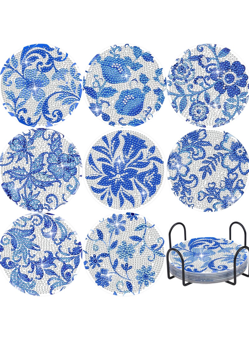 LKTOCAFT Diamond Art Coasters Set  8 Pcs Round Wooden Cup Holders with DIY Kit, Perfect for Home Bar Table Decor, Crafts & Gifts  - Image 2