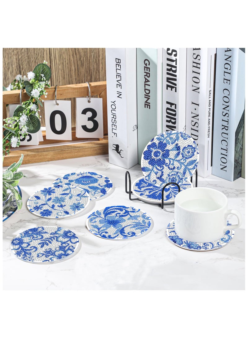 LKTOCAFT Diamond Art Coasters Set  8 Pcs Round Wooden Cup Holders with DIY Kit, Perfect for Home Bar Table Decor, Crafts & Gifts  - Image 3