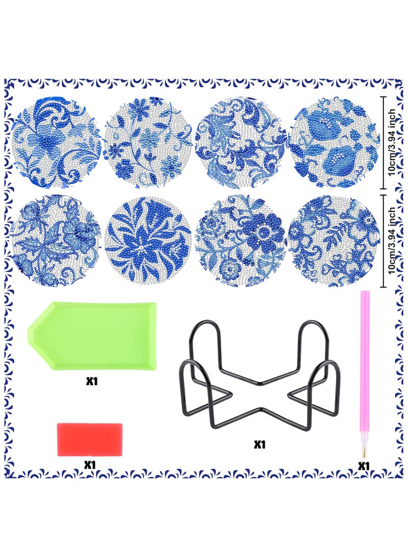 LKTOCAFT Diamond Art Coasters Set  8 Pcs Round Wooden Cup Holders with DIY Kit, Perfect for Home Bar Table Decor, Crafts & Gifts  - Image 5