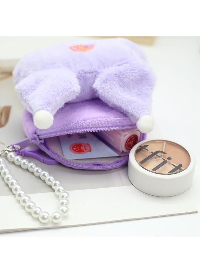 Japanese Cartoon Plush Coin Purse Cute Zipper Mini Storage Bag Keychain Hanging Children's Gift Small Wallet-Color:Yellow Envelope Full Body Pudding-Size:10cm Round Bag - Image 4