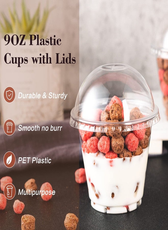 Lullaby 200Pack 9oz Clear Plastic Cups with Dome Lids, Dessert Cups with Lids, Disposable Parfait Cups, Party Cups Cupcake for Parties and Daily Use - Image 4