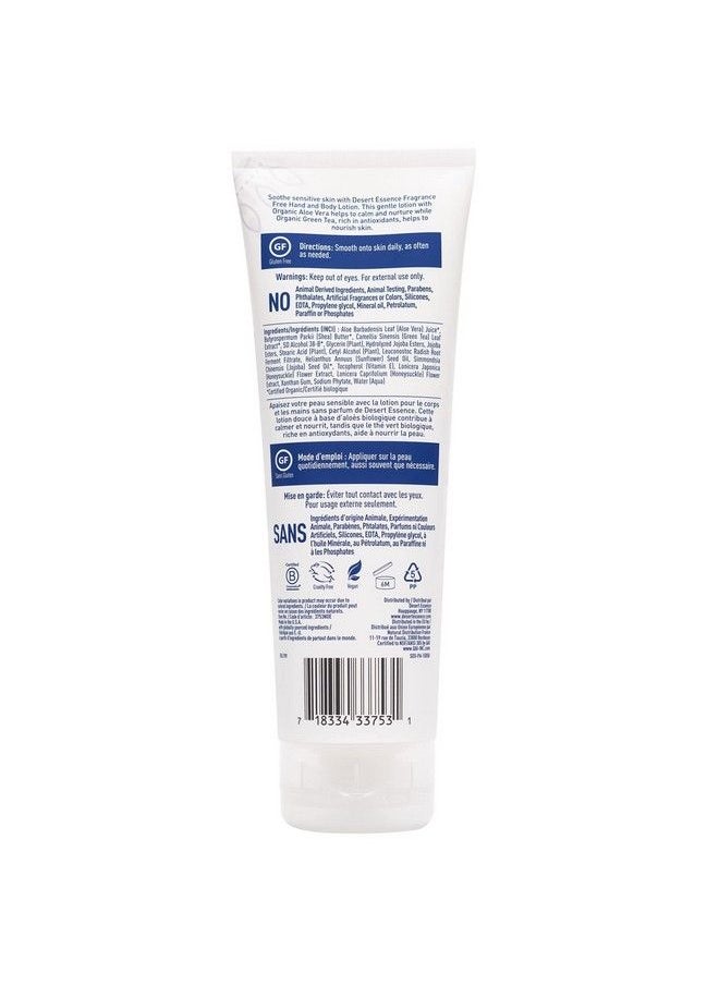 DESERT ESSENCE - Fragrance Free Hand & Body Lotion  8 Fl Ounce  Soothing  Aloe Vera  Shea Butter  Green Tea  Coconut Oil  Jojoba Oil - Image 1