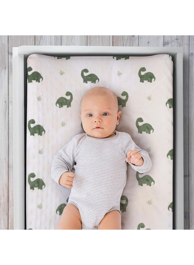 The Peanut Shell The Peanutshell Baby Changing Pad Covers Boy, Minky Changing Table Sheets, Dinosaur Nursery Decor, Sage Green Baby Items - Image 3