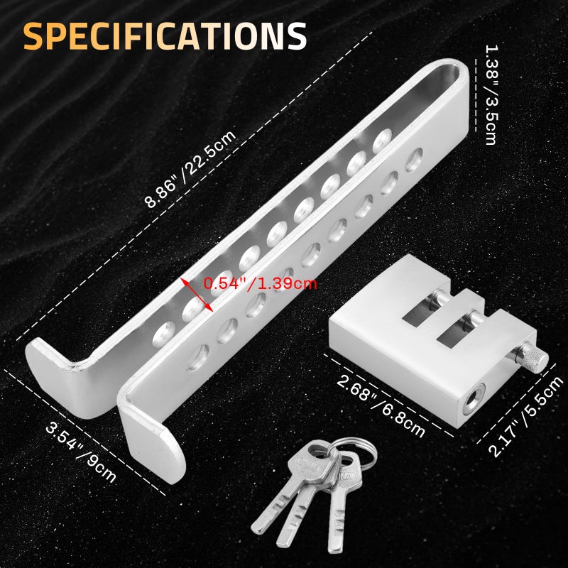 weyleity 9 Holes Brake Pedal Lock | Anti-Theft Clutch Safety Lock Car Brake Pedal Security Lock Tool with 3 Keys Auto Stainless Steel Clutch Lock Compatible with Pedals Less Than 0.54 inches/13.9mm - Image 2