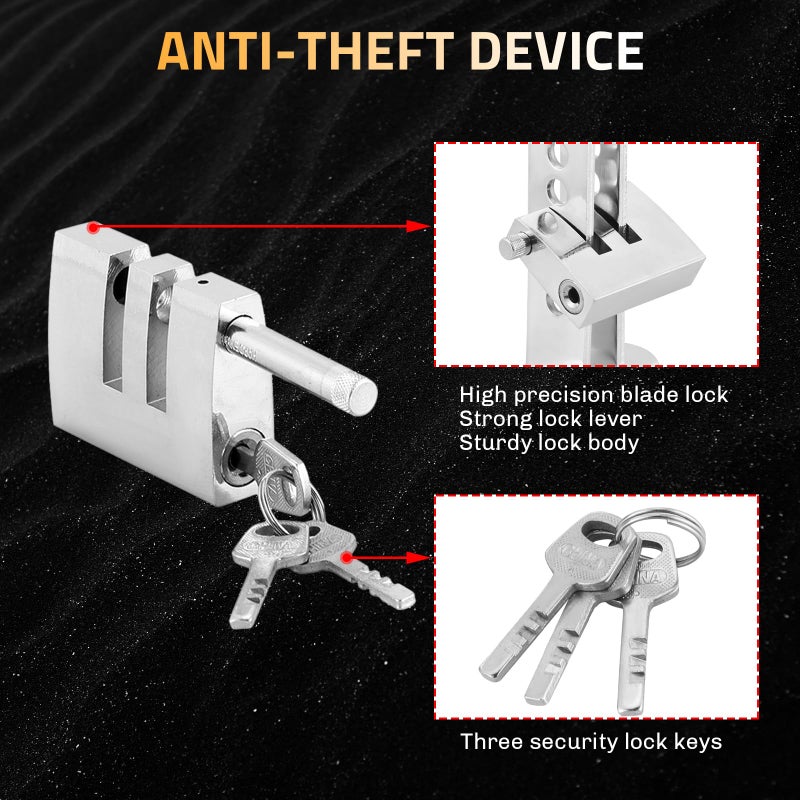 weyleity 9 Holes Brake Pedal Lock | Anti-Theft Clutch Safety Lock Car Brake Pedal Security Lock Tool with 3 Keys Auto Stainless Steel Clutch Lock Compatible with Pedals Less Than 0.54 inches/13.9mm - Image 5