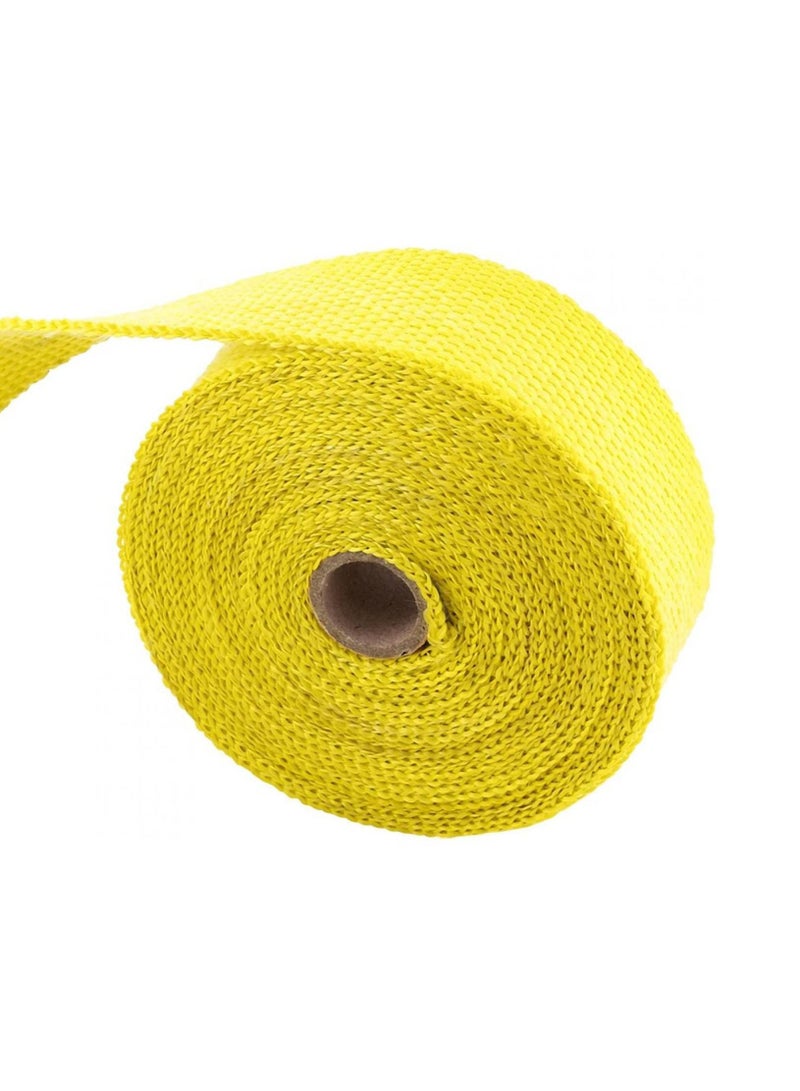 Exhaust Heat-Wrap 5CM x 10M, Heat Wrap Roll Kit with 2 Stainless Steel Locking Ties, Pipe Heat Insulated Wrap. Fiber Heat-Wrap Universal |Acid Resistance Pipe Tape, Exhaust Header Tape (Yellow) - Image 1