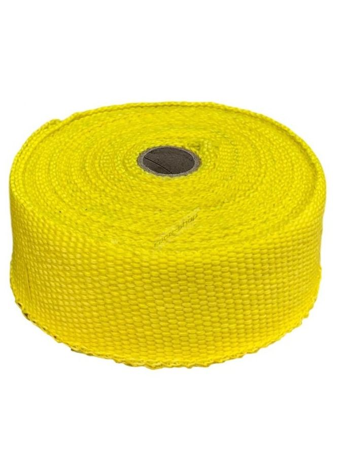 Exhaust Heat-Wrap 5CM x 10M, Heat Wrap Roll Kit with 2 Stainless Steel Locking Ties, Pipe Heat Insulated Wrap. Fiber Heat-Wrap Universal |Acid Resistance Pipe Tape, Exhaust Header Tape (Yellow) - Image 2