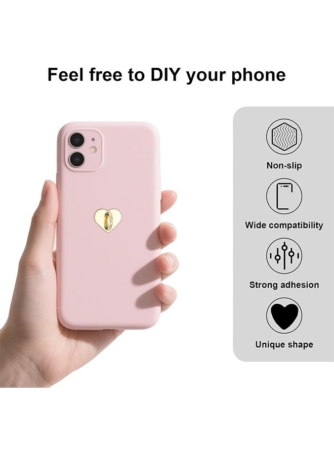 8pcs Heart Cell Phone Ring Holder, Cute Phone Charm Hooks Adhesive Smartphone Finger Ring Grip Sticky Metal Loop Stand for Cellphone Case Pad Tablet DIY Accessories (gold) - Image 3