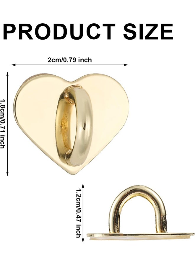 8pcs Heart Cell Phone Ring Holder, Cute Phone Charm Hooks Adhesive Smartphone Finger Ring Grip Sticky Metal Loop Stand for Cellphone Case Pad Tablet DIY Accessories (gold) - Image 2