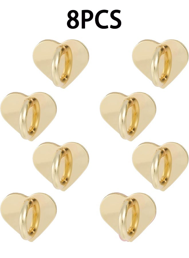 8pcs Heart Cell Phone Ring Holder, Cute Phone Charm Hooks Adhesive Smartphone Finger Ring Grip Sticky Metal Loop Stand for Cellphone Case Pad Tablet DIY Accessories (gold) - Image 1