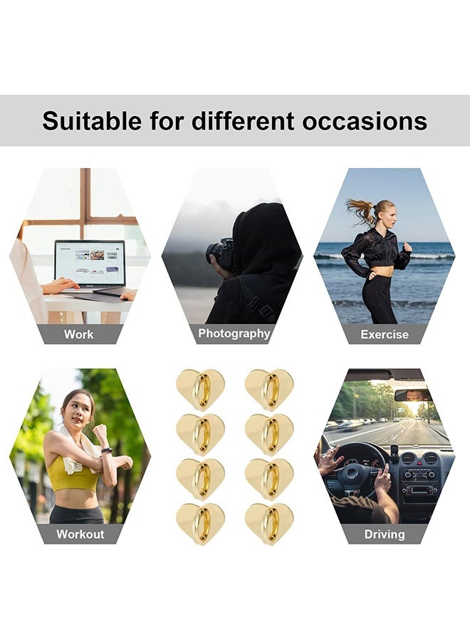 8pcs Heart Cell Phone Ring Holder, Cute Phone Charm Hooks Adhesive Smartphone Finger Ring Grip Sticky Metal Loop Stand for Cellphone Case Pad Tablet DIY Accessories (gold) - Image 4