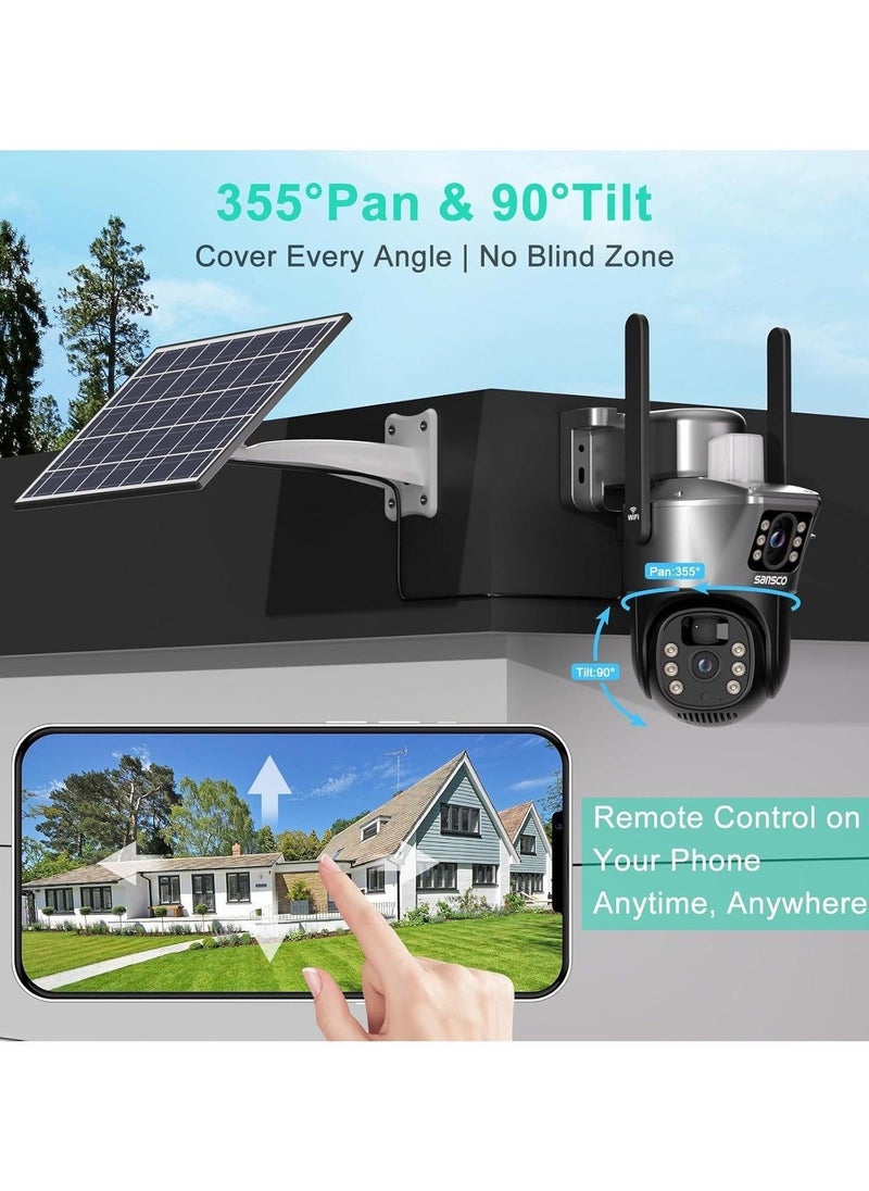 Generic 4K Wireless Solar Security Cameras, WiFi Cameras Outdoor for Home Security, 360° PTZ Surveillance Camera with Dual Lens, Night Vision, 2-Way Audio, PIR Motion Detection, Humanoid Auto Tracking - Image 5