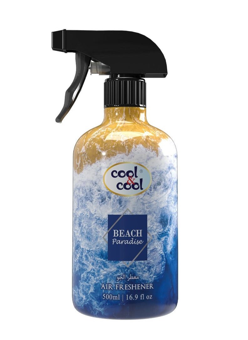 Cool & Cool Cool & Cool Air Freshener Beach Paradise 500 ML - Long-Lasting, Safe, Non-Toxic, Refreshing & Soothing Scent, Mood-Enhancing, Odor Eliminator  - Image 1
