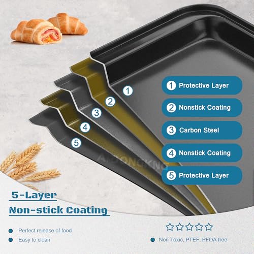 AmDONGKING Small Cookie Sheets, Baking Pans, Nonstick Carbon Steel Baking Sheets, 2-Pack, 9.5 X 7.1 Inches (Inner 7.5 X 6) - Image 3