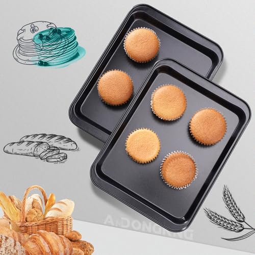 AmDONGKING Small Cookie Sheets, Baking Pans, Nonstick Carbon Steel Baking Sheets, 2-Pack, 9.5 X 7.1 Inches (Inner 7.5 X 6) - Image 5