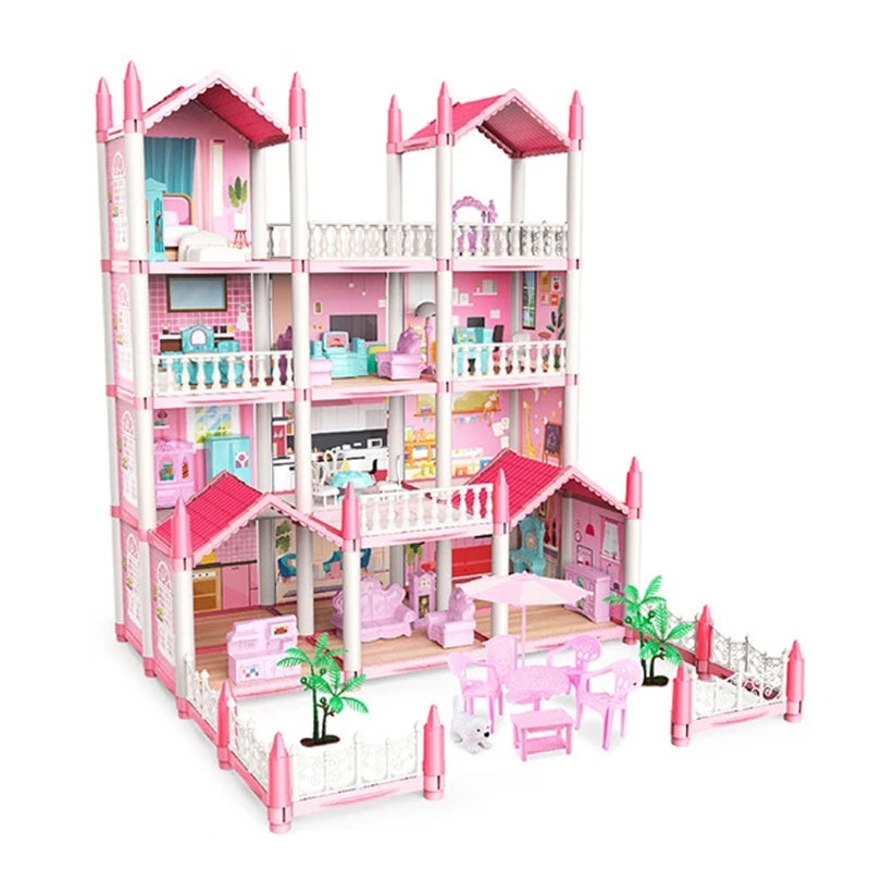 Dollhouse 14-Bedroom Light Villa: Safe High-quality Material - Creative DIY Assembly Dream Castle for Kids Pretend Play & Child Development - Image 1