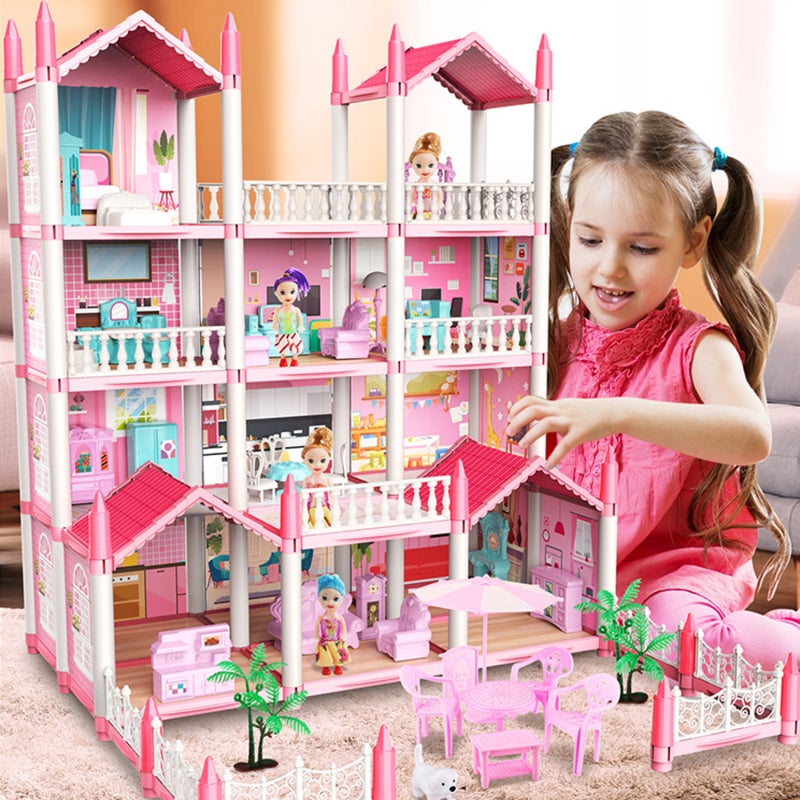 Dollhouse 14-Bedroom Light Villa: Safe High-quality Material - Creative DIY Assembly Dream Castle for Kids Pretend Play & Child Development - Image 4