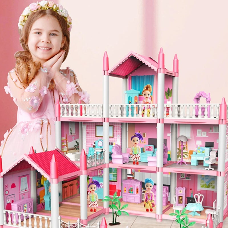 Dollhouse 14-Bedroom Light Villa: Safe High-quality Material - Creative DIY Assembly Dream Castle for Kids Pretend Play & Child Development - Image 3