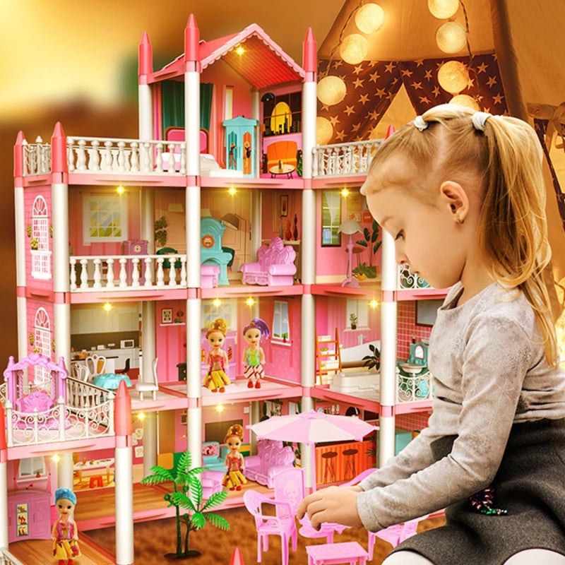 Dollhouse 14-Bedroom Light Villa: Safe High-quality Material - Creative DIY Assembly Dream Castle for Kids Pretend Play & Child Development - Image 2
