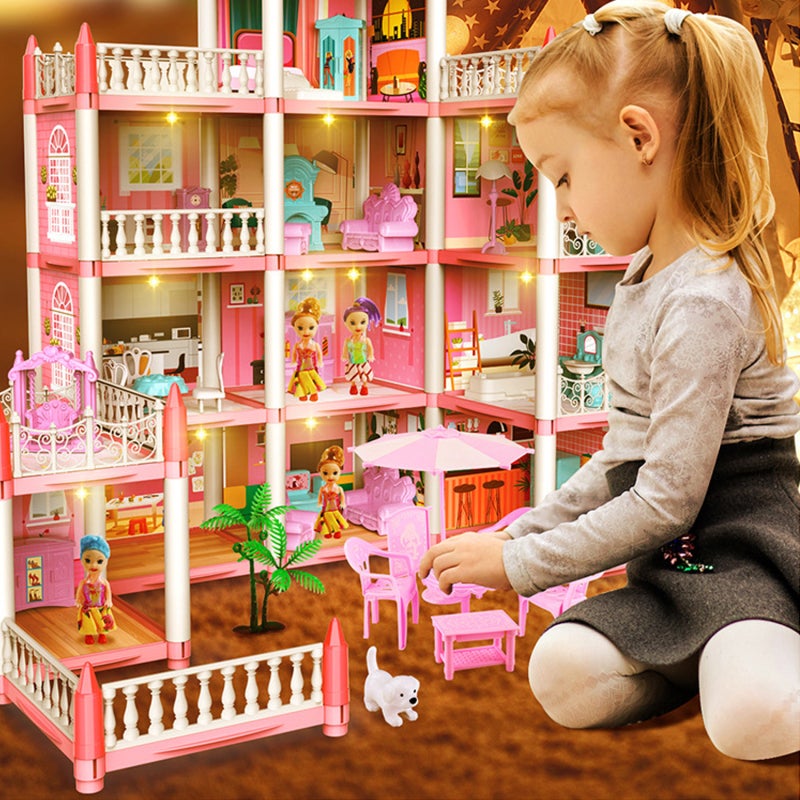 Dollhouse 14-Bedroom Light Villa: Safe High-quality Material - Creative DIY Assembly Dream Castle for Kids Pretend Play & Child Development - Image 5