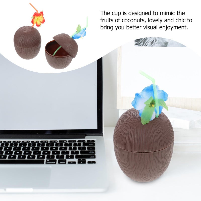Hawaii Party Plastic Coconut Cups 2 Pack For Beach Luau Adult Events Random Color - Image 4