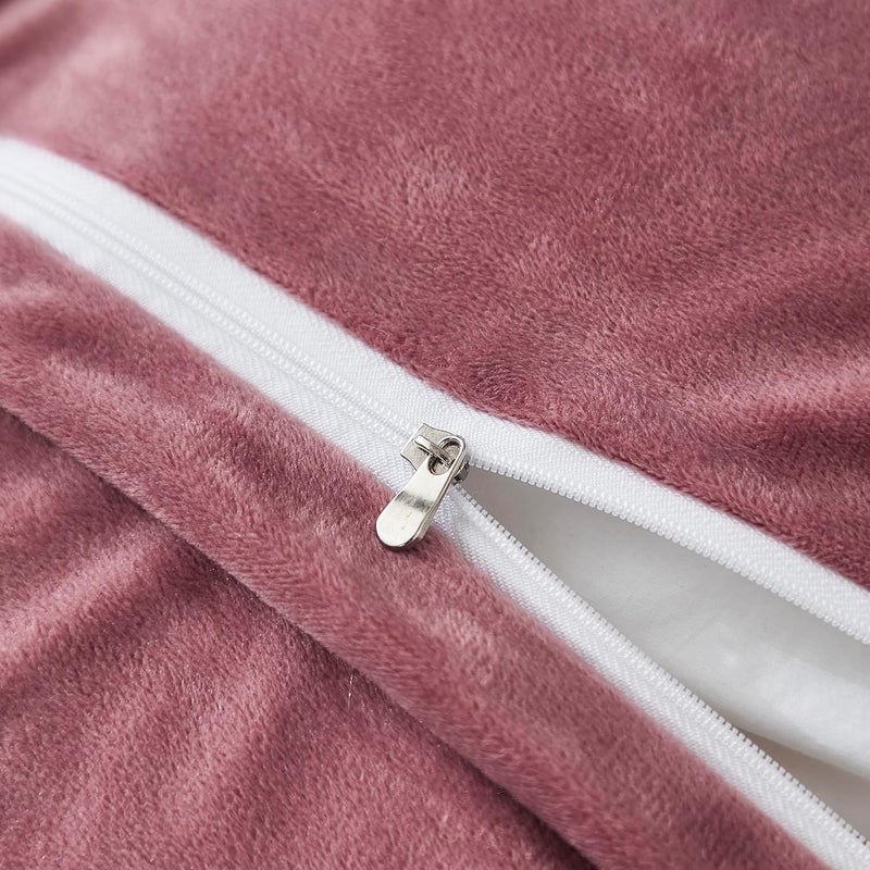 Uhamho Faux Fur Velvet Fluffy Bedding Duvet Cover Set Down Comforter Quilt Cover with Pillow Shams, Ultra Soft Warm and Luxury (King, Dusty Rose) - Image 5