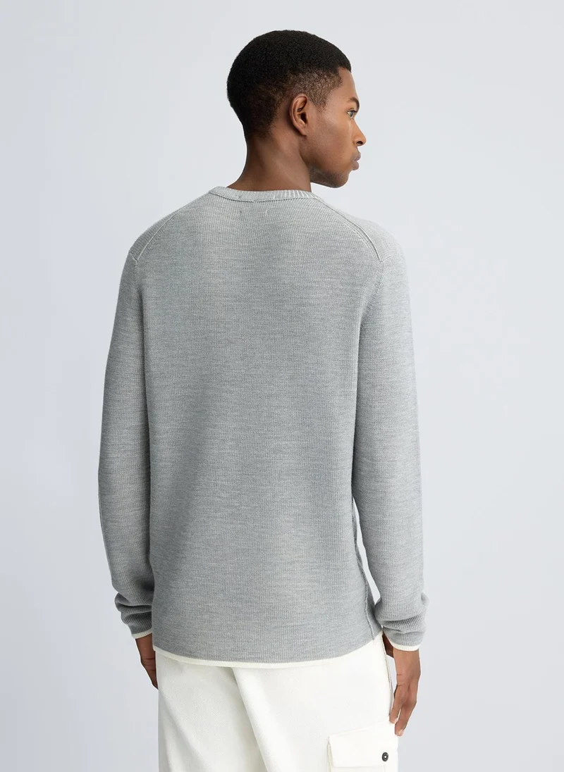 ليو جو Ice Grey Wool Pullover