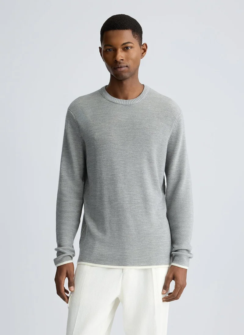 ليو جو Ice Grey Wool Pullover