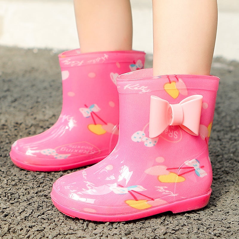 Children'S Rain Boots Small Flower Cloth Bow Export Japanese And Korean Fashion Children'S Rain Boots Rain Boots - Image 4