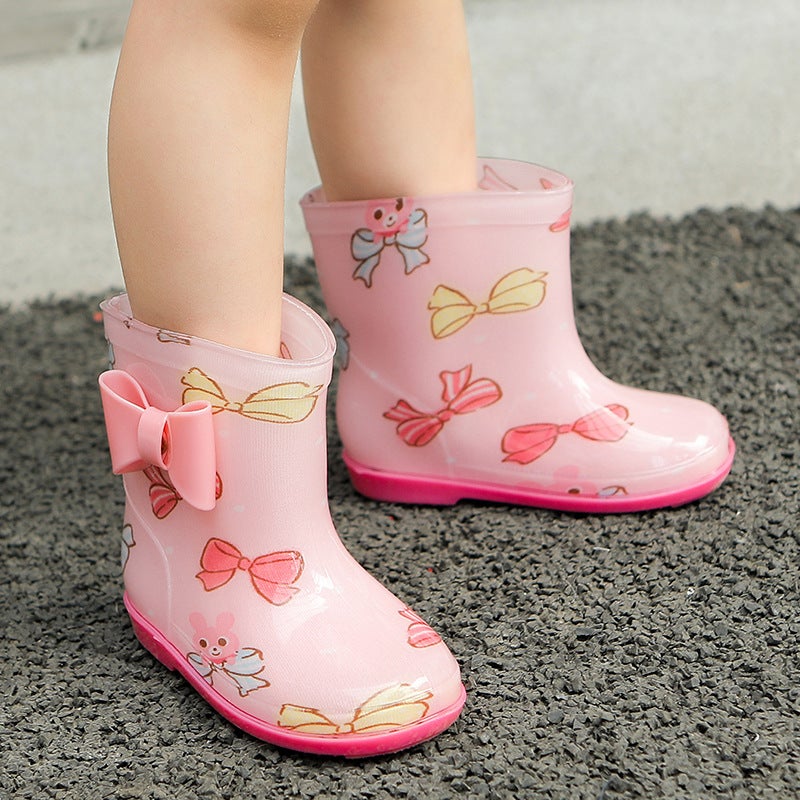 Children'S Rain Boots Small Flower Cloth Bow Export Japanese And Korean Fashion Children'S Rain Boots Rain Boots - Image 3