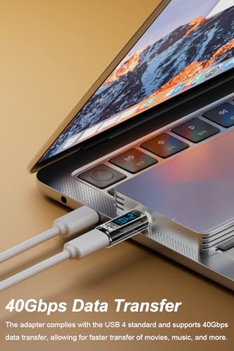 Jadebones 2 Pack USB C Adapter with Digital Display, PD 240W USB-C Male to Female Connector for iPhone 15 Series, iPad, MacBook, Support Voltage, Current and Power Smart LED Display (Transparent) - Image 4
