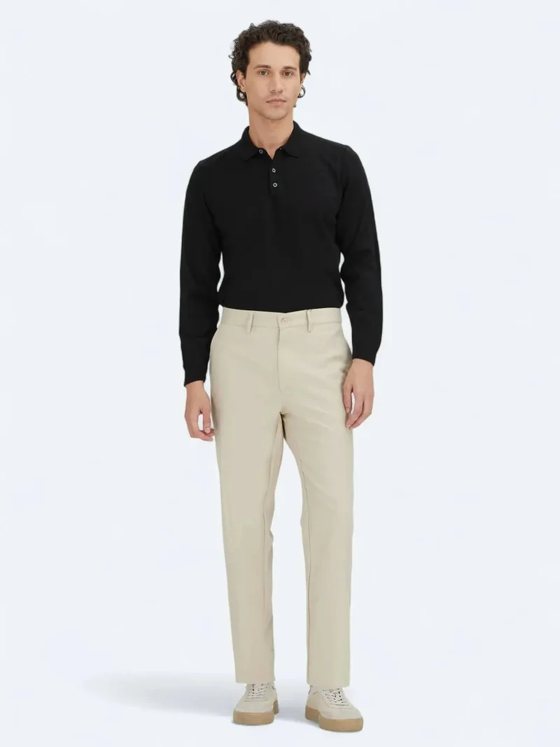 Kip Beige Weaving Regular Fit Casual Trousers