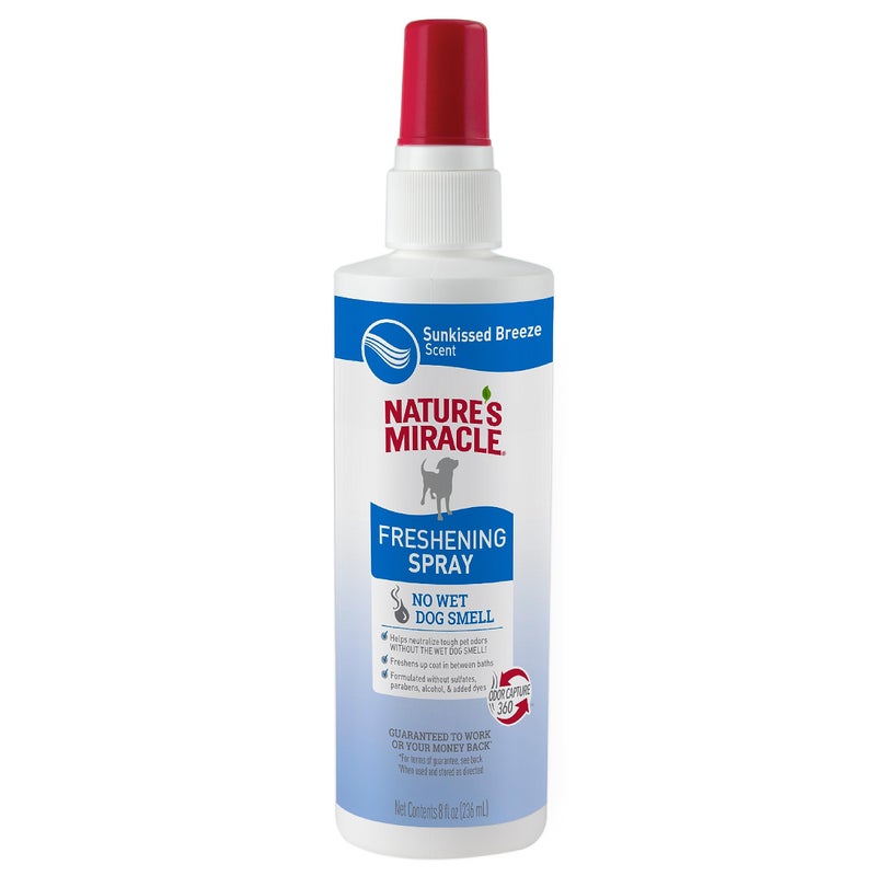 Nature's Miracle Freshening Spray For Dogs Freshens Dogâ€™s Coat Between Baths And Neutralizes Tough Odors With Sunkissed Breeze Scent, 8 Ounces - Image 1
