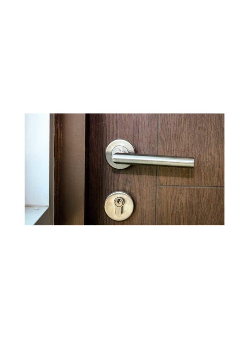 KNP KNP Stainless Steel Rose Type Lever Handle Door Handle for Indoor Wooden Door (L Type) L Type  - Image 2