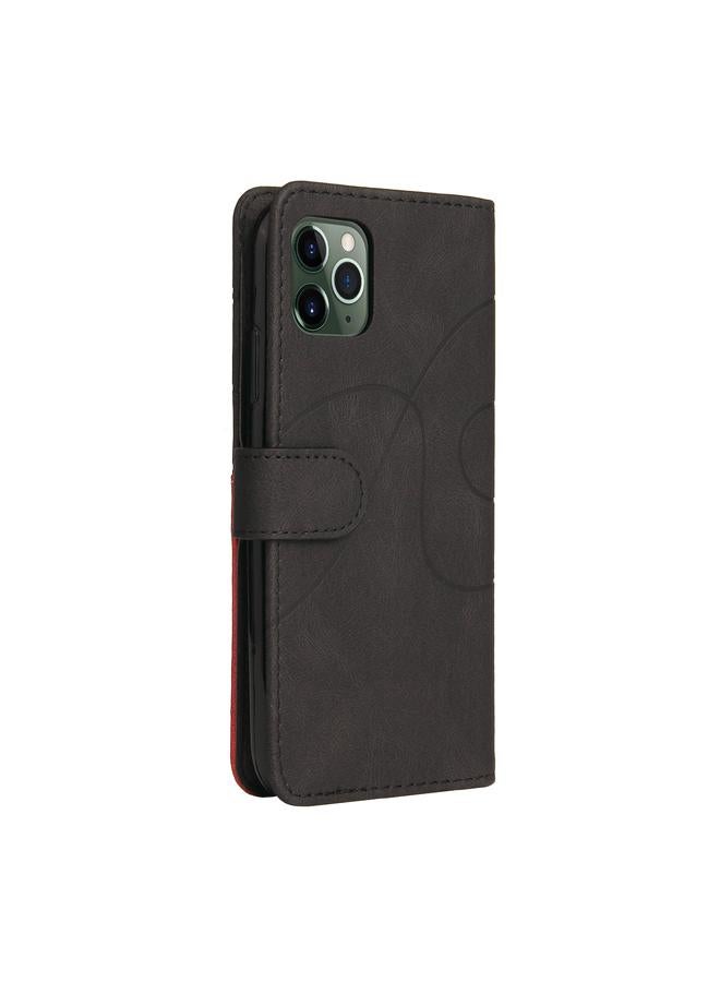 زبون جراب لهاتف iPhone 11 Pro، جراب جلدي من البولي يوريثان ثنائي اللون مع حامل وفتحات للبطاقات ومحفظة - Image 3