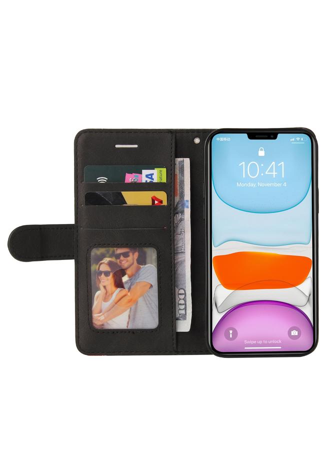 زبون جراب لهاتف iPhone 11 Pro، جراب جلدي من البولي يوريثان ثنائي اللون مع حامل وفتحات للبطاقات ومحفظة - Image 4