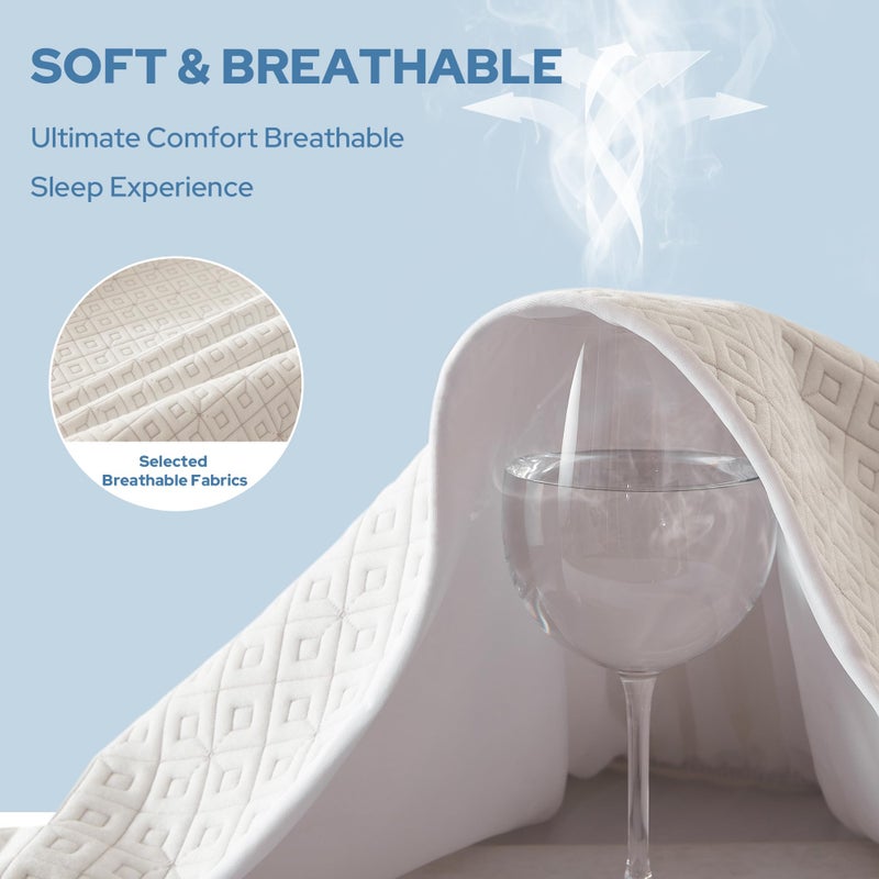 BEDLORE King Mattress Protector, Waterproof Noiseless Mattress Cover with Deep Pocket for 6-18 inches Mattress, Soft Breathable Mattress Pad Machine Washable (White) - Image 5