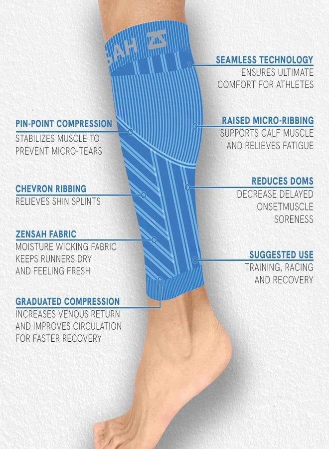 Zensah Calf/Shin Compression Sleeve - Made in the USA Single Leg Compression Sleeve for Shin Splint Relief, Recovery, Running (Black, Small/Medium) - Image 3