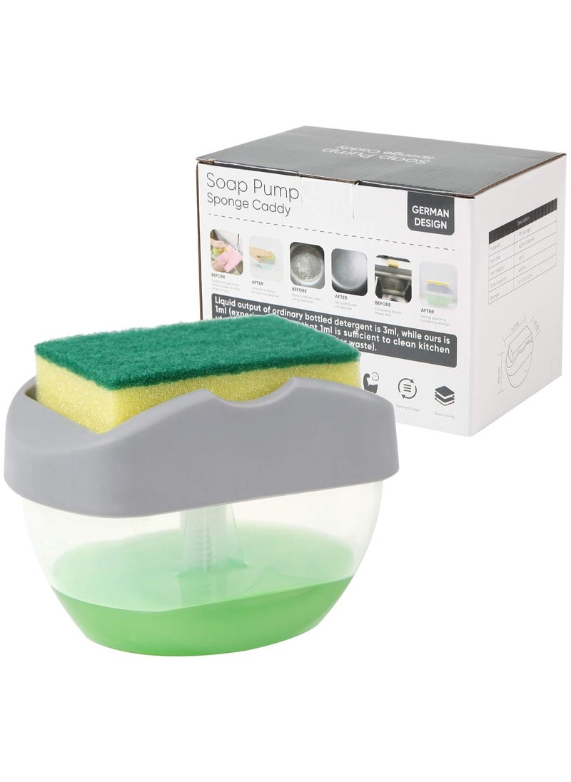 Generic 2-in-1 Soap Pump Dispenser and Sponge Caddy – 400mL Capacity, Compact Design with One-Hand Operation, Durable PP Material, and Versatile Use for Kitchen and Bathroom  - Image 1