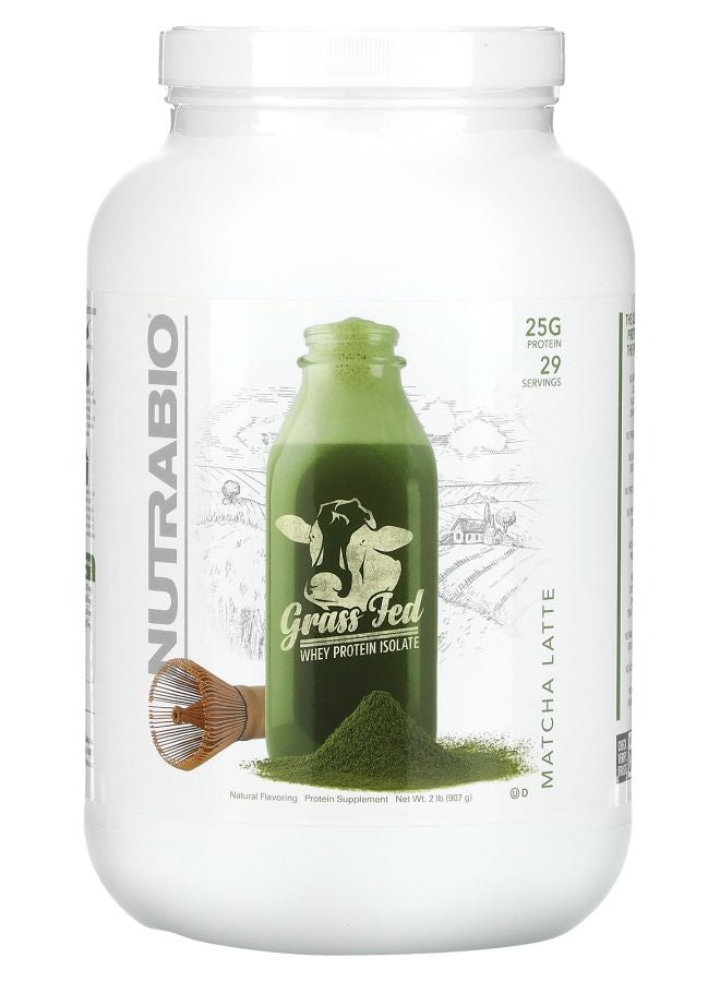 NutraBio Grass Fed Whey Protein Isolate Matcha Latte 2 lb (907 g)